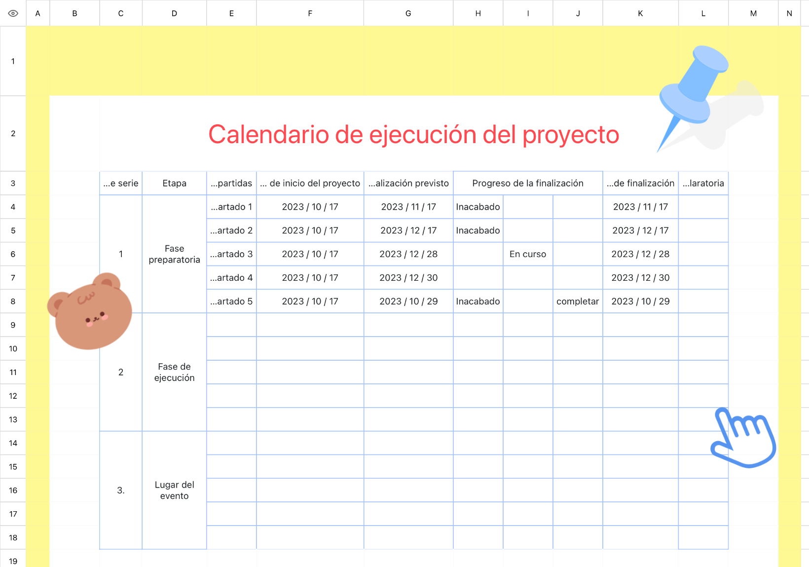 Calendario de ejecución del proyecto